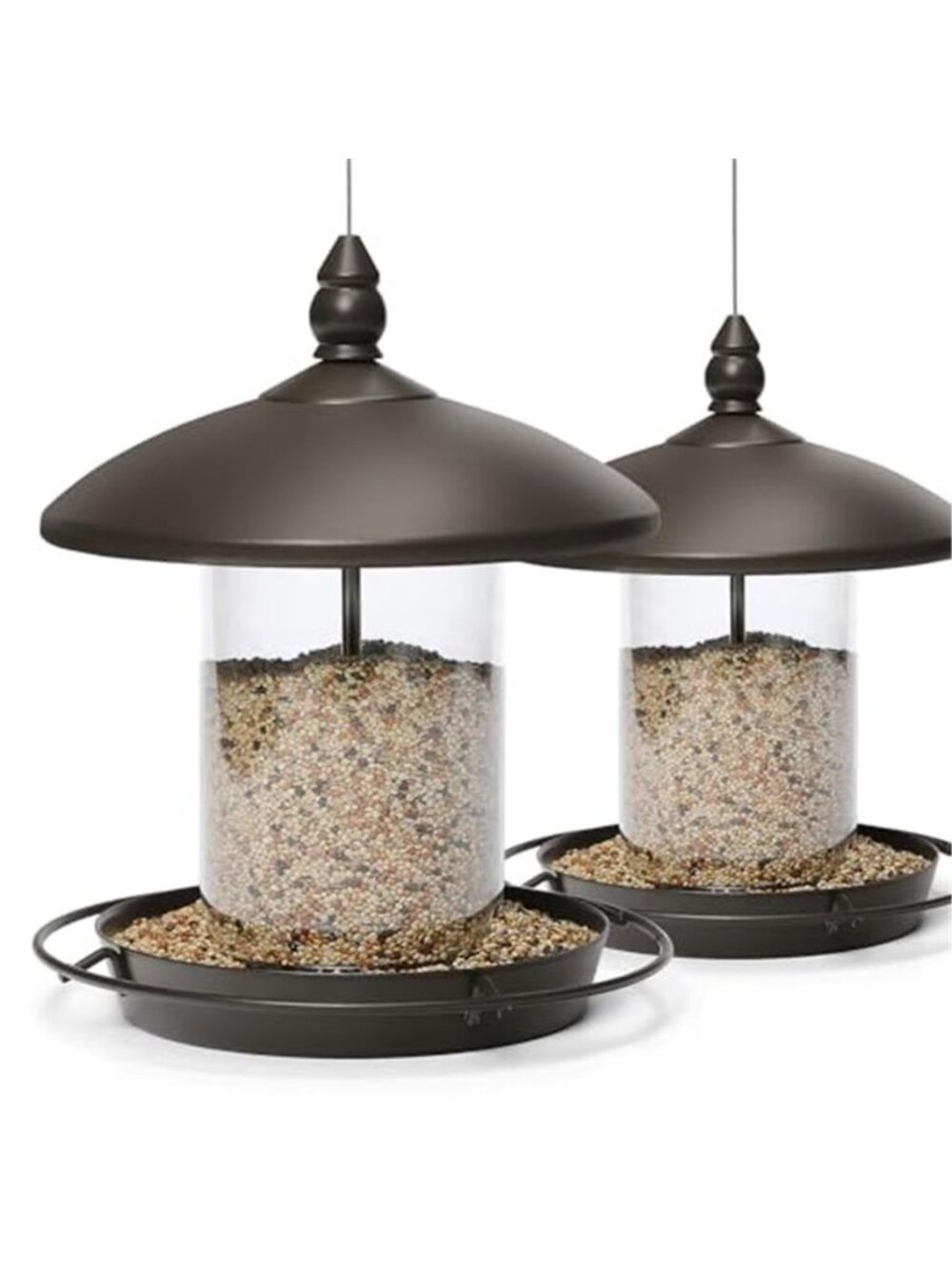 New Pack of 2 - Metal Roof Bird Feeder for Backyard Birds, Bronze